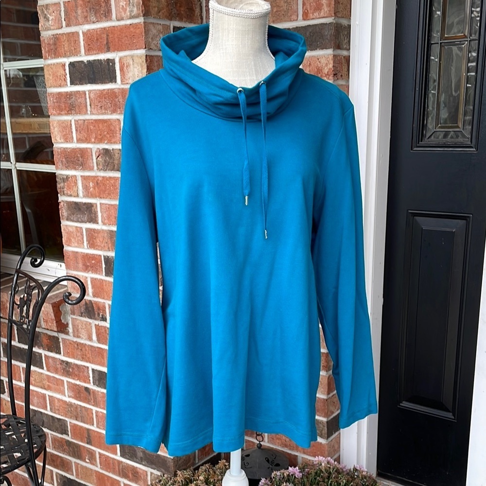 Karen Scott Sport Cowel Neck With Drawstring Sweatshirt‎